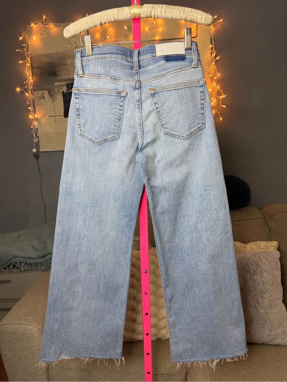 RE/DONE Originals Mid Rise Wide Leg Crop Jeans Light Wash Size 24 🩷